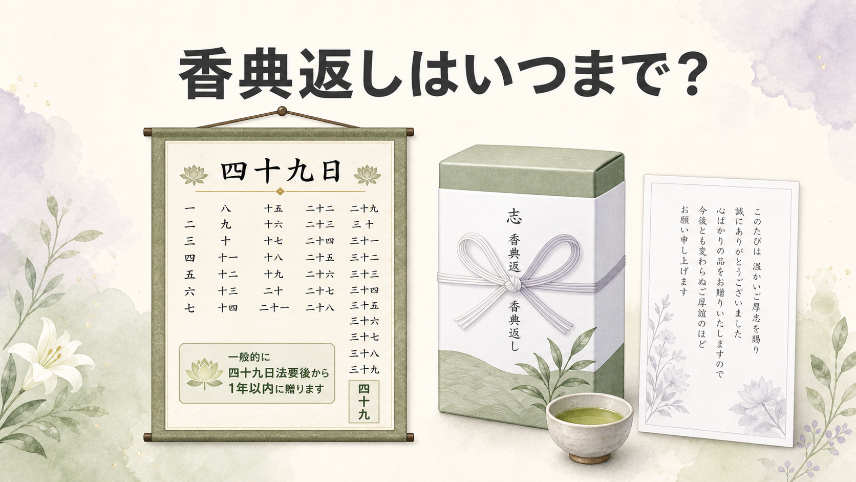 香典返しはいつまで?相場・品物・挨拶状をお坊さんがわかりやすく解説